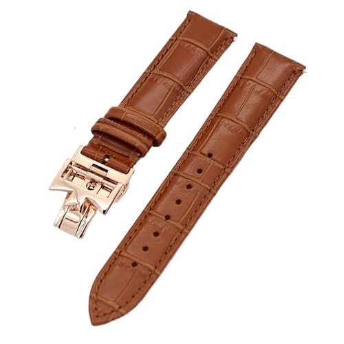 XMKT 19mm 20mm 22mm doppelseitige Rindsleder-Uhrenarmbänder für Vacheron VC Uhrenarmband Constantin für Männer und Frauen Rindslederarmbänder(Light brown Rosegold,19mm) von XMKT