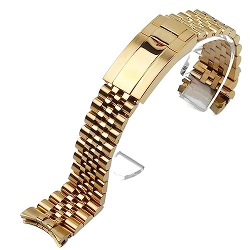 XMKT 20mm Silber Gold Edelstahl Uhrenarmbänder Ersatz für Rolex Armband für DATEJUST Uhrenarmband Submarine Armband Armband (Color : Gold, Size : 20mm) von XMKT
