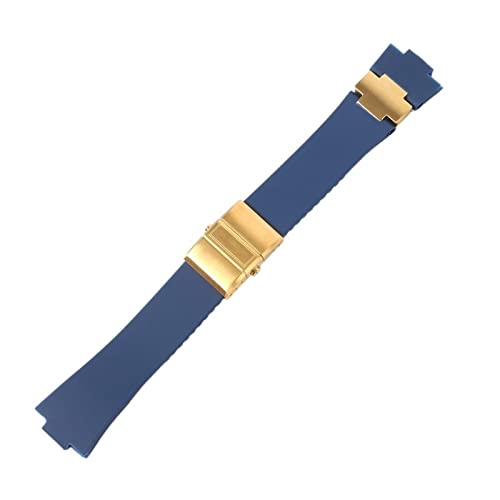 XMKT Armband Armband Silikon Uhrenarmband für Ulysse-Nardin MARINE Wasserdichtes Gummiarmband Sport 25 * 12mm Mann Uhren Sport(Blue gold set) von XMKT