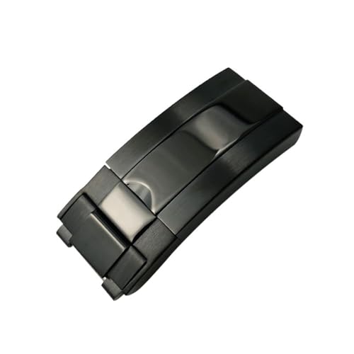 XMKT Faltschließe aus Edelstahl mit Gleitverschluss für Rolex Submariner Oysterflex Daytona GMT-Uhrenarmband mit Faltschließe (Color : Glossy black, Size : 16mm X 9mm) von XMKT