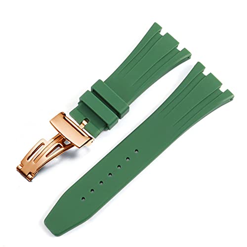XMKT Für AP Royal Oak Offshore 15400/15202/15703 Gummi-Silikon-Uhrenarmband Herren-Uhrenarmband-Zubehör 27 mm 28 mm(Green Rose Gold,28mm) von XMKT