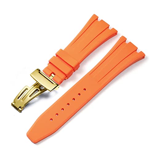 XMKT Für AP Royal Oak Offshore 15400/15202/15703 Gummi-Silikon-Uhrenarmband Herren-Uhrenarmband-Zubehör 27 mm 28 mm(Orange Gold,27mm) von XMKT
