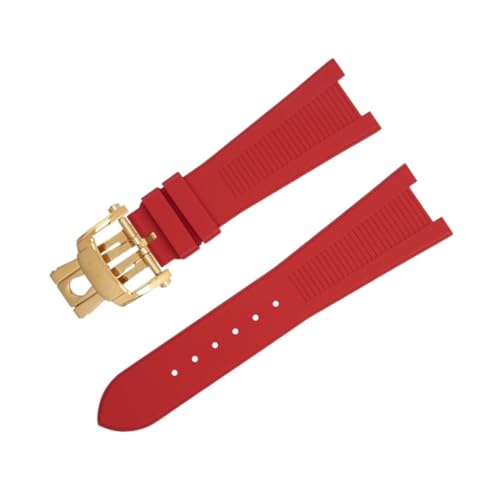 XMKT Für Patek Philippe Armband für Nautilus Armband 5711/5712 Original Schnittstelle Armband Zubehör FKM Fluorkautschuk Uhrenarmbänder Silber End Link(Red) von XMKT