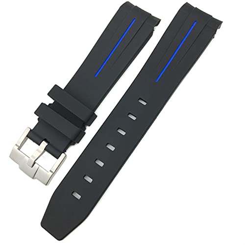 XMKT Für Rolex Hulk mittlere Greenwich-Zeit Milgauss Yacht Master Deepa Gummi Uhrband 19mm 20mm 21mm 22mm Silikongurt(Black blue,19mm Rose buckle) von XMKT