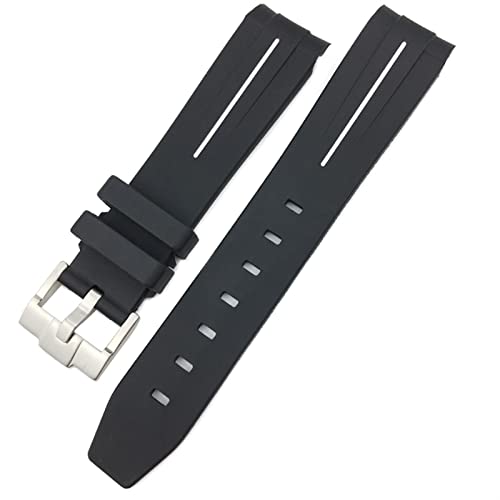XMKT Für Rolex Hulk mittlere Greenwich-Zeit Milgauss Yacht Master Deepa Gummi Uhrband 19mm 20mm 21mm 22mm Silikongurt(Black white,22mm Golden buckle) von XMKT