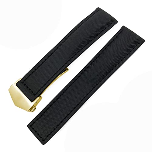 XMKT Für Tag Heuer Carrera Aquaracer 20mm 22mm Uhr Watch Armbänder Canvas Nylon Leder Uhren Gurt Schnallen Schwarz Uhr Band(Black black gold,20mm) von XMKT