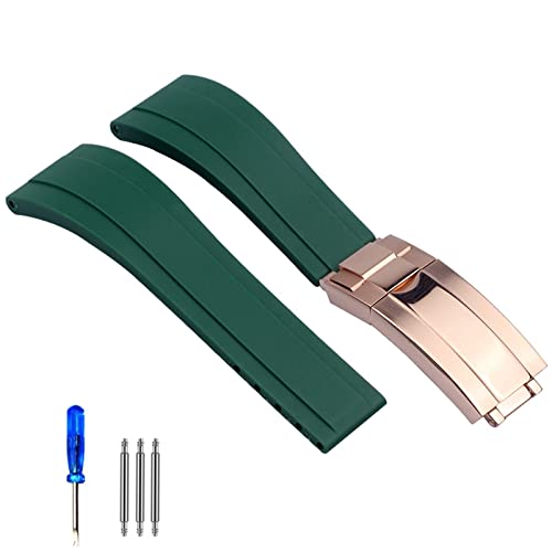 XMKT Gummi-Uhrenarmband für Rolex Tudor Armband Schwarz Blau Grün Wasserdicht Silikon Uhren Band Armband 20mm 21mm(Black Gray,20mm) von XMKT