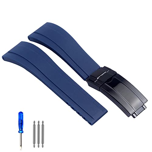 XMKT Gummi-Uhrenarmband für Rolex Tudor Armband Schwarz Blau Grün Wasserdicht Silikon Uhren Band Armband 20mm 21mm(Purple Green,20mm) von XMKT