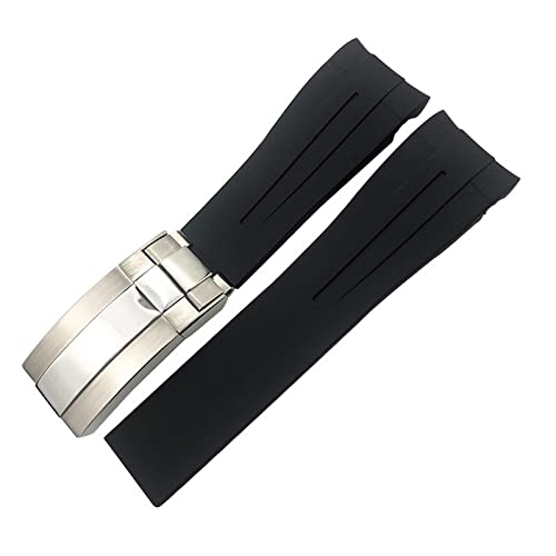XMKT Kautschukarmband, 20 mm, 21 mm, passend für Rolex DEEPSEA Sea-Dweller Submariner, wasserdichtes Sport-Silikon-Uhrenarmband(Black black,21mm) von XMKT