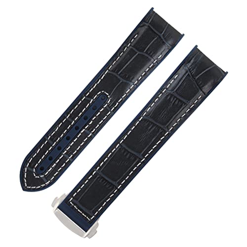 XMKT Nylon-Leder-Gummi-Uhrenarmband passend für Omega Seamaster für Omega mit Faltschließe, Luxus-Armbänder, Uhrenzubehör, Teile 20 mm, 19 mm, 21 mm, 22 mm(11,20mm) von XMKT
