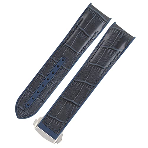 XMKT Nylon-Leder-Gummi-Uhrenarmband passend für Omega Seamaster für Omega mit Faltschließe, Luxus-Armbänder, Uhrenzubehör, Teile 20 mm, 19 mm, 21 mm, 22 mm(6,20mm) von XMKT