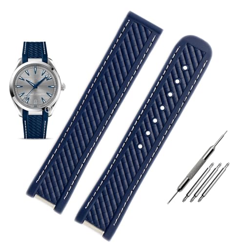 XMKT Uhrenarmband mit gebogenem Ende, Silikon, mit Metall, für Omega-Armband Seamaster 300 Aqua Terra AT150 8900 + Werkzeug, 20 mm, Achat von XMKT