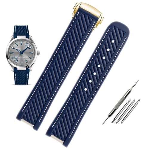 XMKT Uhrenarmband mit gebogenem Ende, Silikon, mit Metall, für Omega-Armband Seamaster 300 Aqua Terra AT150 8900 + Werkzeug, 20 mm, Achat XMKT Uhrenarmband mit gebogenem Ende, Silikon, mit Metall, für Omega-Armband Seamaster 300 Aqua Terra AT150 8900 + Werkzeug, 20 mm, Achat von XMKT