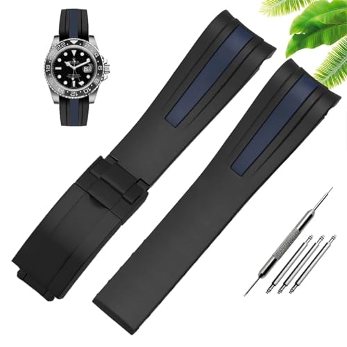 XMKT Wasserdichtes Gummi-Silikon-Armband für Herren, 20 mm, 22 mm, Klappschnalle, Uhrenzubehör, 20 mm, Achat von XMKT