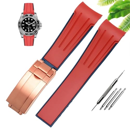 XMKT Wasserdichtes Gummi-Silikon-Armband für Herren, 20 mm, 22 mm, Klappschnalle, Uhrenzubehör, 20 mm, Achat von XMKT