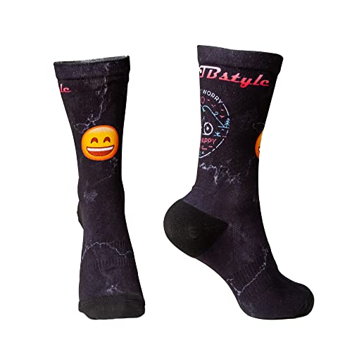 XMTBSTYLE Bunte und lustige lange Sportsocken für Radfahren, Crossfit, Laufen, Fitnessstudio, MTB, für Männer und Frauen, atmungsaktiv. (DE/NL/SE/PL, Numerisch, 42, 45, Regular, Regular, Emoji) von XMTBSTYLE