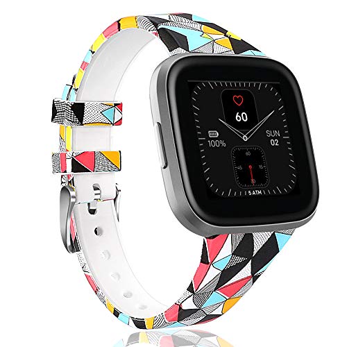 XMUXI Sportbänder Kompatibel mit Fitbit Versa 2 / Versa/Versa Lite Edition Weiches Silikon Floral Fadeless Pattern Bedrucktes Armband Ersatzarmband für Frauen Männer DE61022 (Size Large,#14) von XMUXI