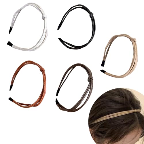 XMYCYuChen 5 einfache, dünne Leder-Stirnbänder, elegant, dünn, geknotet, angenehm zu tragen, rutschfestes Stirnband für Frauenfrisuren XMYCYuChen 5 einfache, dünne Leder-Stirnbänder, elegant, dünn, geknotet, angenehm zu tragen, rutschfestes Stirnband für Frauenfrisuren von XMYCYuChen