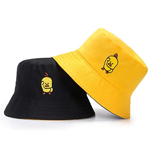 XMYNB Bucket Hat Beiläufige Unisex Einfarbig Seitige Doppel Männer Bucket Hat Der Frauen Bob Hip-Hop-Panama Sommer Daisy Dame Fisherman Hut Im Freien Sonne Caps,Schwarz Gelbe Ente von XMYNB