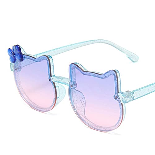 XMYNB Sonnenbrille Glänzende Bowknot Sonnenbrille Schöne Katze Kinder Eyewear Mode Gradient Brillen Uv400-Blue von XMYNB