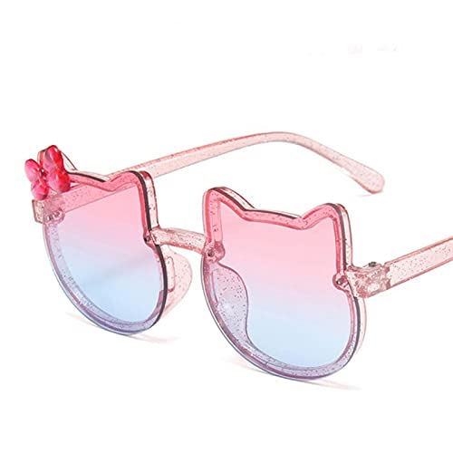 XMYNB Sonnenbrille Glänzende Bowknot Sonnenbrille Schöne Katze Kinder Eyewear Mode Gradient Brillen Uv400-Pink Blue von XMYNB