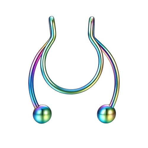 1 Stück Nasenringe Hoop 18 Gauge Non Piercing Edelstahl Clip On Fake Faux Septum Clicker Nase Hoop Ring Piercings Schmuck für Frauen Männer Nasenringe 22 Gauge Hoop, mehrfarbig, Einheitsgröße von XNBZW