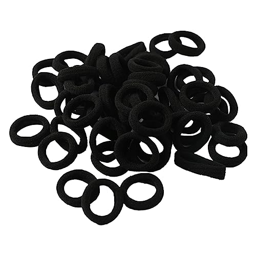 100 Stück elastische Haarbänder, elastisches schwarzes Seil, fugenlose Haarbänder, Handtuch-Haarringe, 3 cm Haarband Blau Schwarz (Black, One Size) von XNBZW