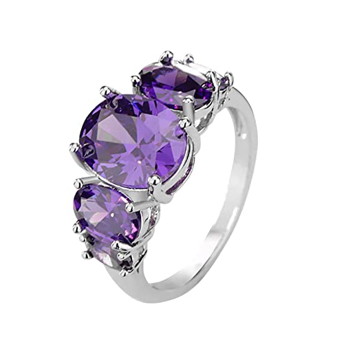 Amethyst-Turmalin-Ring, beliebter, exquisiter Ring, einfacher Modeschmuck, beliebtes Zubehör, Daumenringe für Frauen, violett, 7 von XNBZW