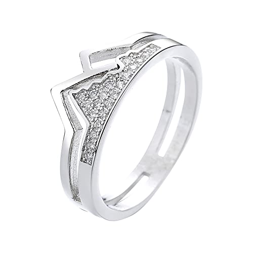 Berg und Meer Paarringe für Frauen Modeschmuck Beliebtes Accessoire für Frau Teenager Mädchen Ring, Silver, 34 von XNBZW