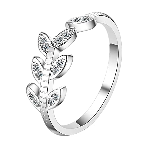 Damenmode-Ring Offene verstellbare Ringe Blingbling Zirkonia-Ringe für Mädchen Ringe Herren en (Silver, One Size) von XNBZW