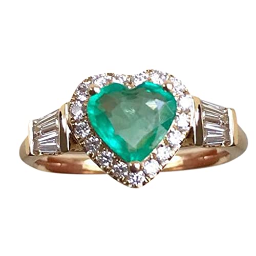 Edelstein Geburtsstein Saphir Statement Verlobungsringe für Frauen Jahrestag Versprechen Ringe für Sie Ring Variety Pack, grün, 34 von XNBZW