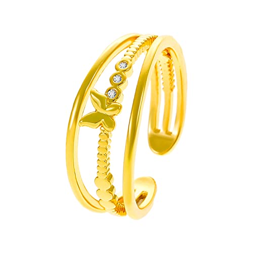 Einfacher -Schmetterlings-Ring für Frauen Modeschmuck beliebte Accessoires Ringer Skulptur (Gold, One Size) von XNBZW