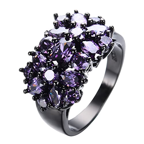 Elegantes lila einzigartiges Design Vintage Party Weihnachten Eheringe für Frauen Modeschmuck Ringe Veret (Purple, 6) von XNBZW