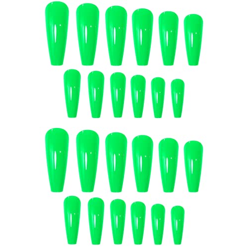 Falsche Nägel Patch Grün Solide Lange Ballettnägel Tragen Nägel 24 Stück Drücken Sie auf Nägel Fertiges Produkt Gerade Nägel Tipps Lang (Grün, Einheitsgröße) von XNBZW
