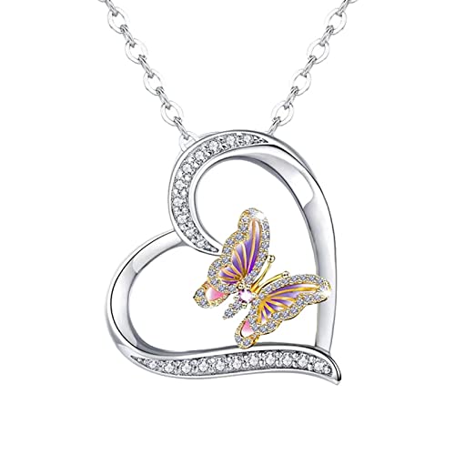 Fashion Damen Liebe Schmetterling Diamant Anhänger Halskette Einfache Tier Serie Schmuck Herz Anhänger, A,B, Einheitsgröße von XNBZW