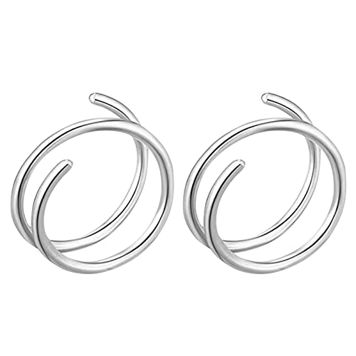 Für Frauen Nasenloch Nasenring für Piercing Nase Doppel Nase Hoop Schmuck S925 Ring Spiral Hoop Silve Piercing Nase Hoop Hoop für Mädchen Nasenschmuck Trend Nasenring (White, One Size) von XNBZW