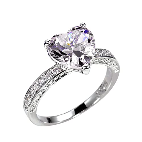 Herz Diamant Ring Elegant Strass Ring für Frauen Mode Voller Zirkon Kupfer Ringe für Frauen Größe 6 10 100 Ringe Set Herren, weiß, 34 von XNBZW