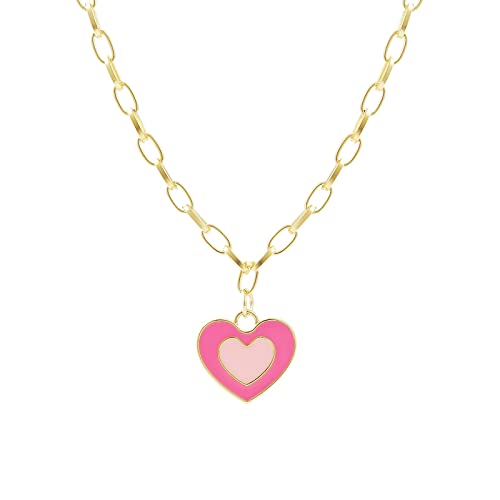 Legierung Tropföl Liebe Halskette Damen Runde Licht Luxus Schlüsselbein Kette Anhänger Schmuck Anhänger Beschläge (H, One Size) von XNBZW