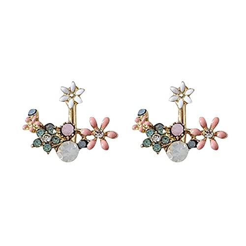 Mode Kleine Frische Sonne Blume Intarsien Farbige Diamant Kleine Blume Ohrstecker Kreuz Grenze Ohr Schmuck Ohrringe Frauen, rose, Einheitsgröße von XNBZW