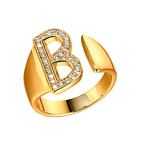 Nicht verblassender Verstellbarer Ring Buchstabenring Eine Vielzahl von Stilen B-Buchstabenring für als Geschenk für Männer zum täglichen Tragen Scheren Ringe (B, A) von XNBZW