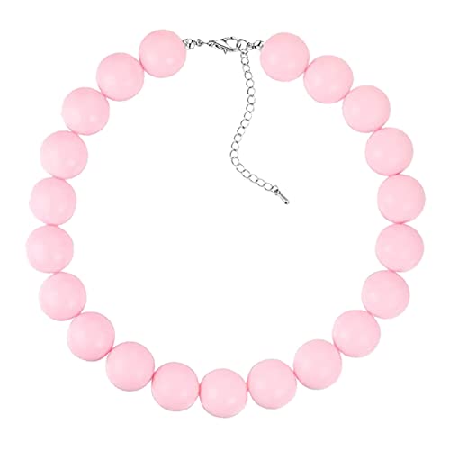 Perlen Grobstrick Perlen Halskette Harz Bunt Pink Navy Gelb Perlen Statement Choker Halskette Für Männer Frauen Schlichte Halskette Damen (A, One Size) von XNBZW