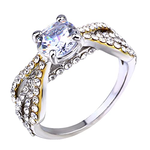 Person Party Sliver Ring Europäische und amerikanische Mode Prinzessin Prinzessin Verlobungsring für Teenager Frauen Mädchen Paare Ehering Gardine Ringe Mit Clip (Silver, 8) von XNBZW