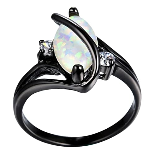 Ring Mode Mädchen mit Ringen Olive Ring Cocktail für Damen Vielversprechender Modeschmuck für Zeitlose Bandgeburtstagsfeiern Angelruten Ringe (White, 10) von XNBZW