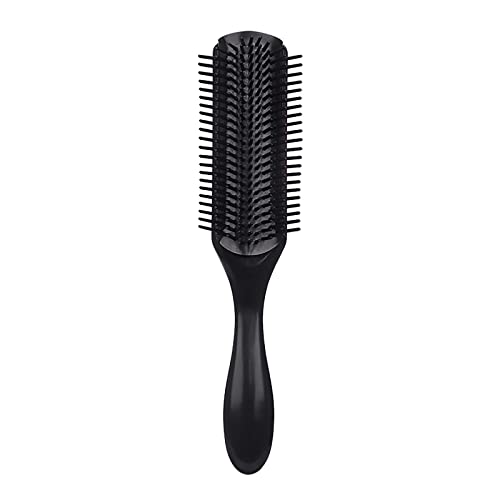 Rippenkamm für lockiges Haar, Friseursalon für Herren und Damen, spezieller Hochtemperatur-Massagekamm aus Kunststoff, neun Kammreihen. Kamm Naturlocken (Black, One Size) von XNBZW