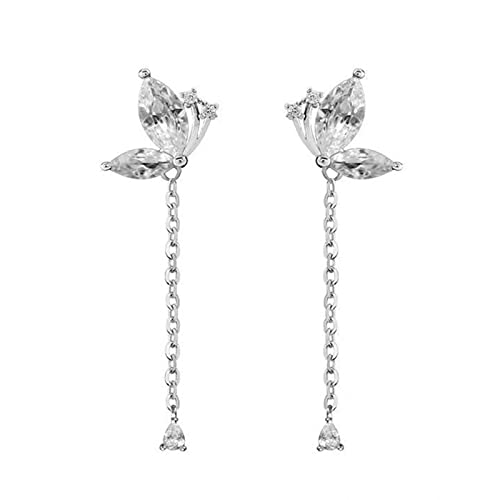 Schmetterling Quaste Tropfen Ohrringe Retro Französisches Temperament Exquisite Flash Diamant Ohrringe Ohrringe Stern und Mond Ohrringe, a, Einheitsgröße von XNBZW