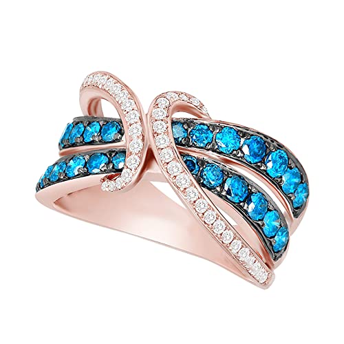 Verlobungs-Rundschliff-Zirkon-Frauen-Hochzeits-Ring-Schmuck-Ringe für Frauen-voller -Damen-Ring Brieföffner Der Der Ringe (Blue, 9) von XNBZW