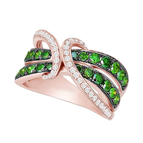 Verlobungs-Rundschliff-Zirkon-Frauen-Hochzeits-Ring-Schmuck-Ringe für Frauen-voller -Damen-Ring Brieföffner Der Der Ringe (Green, 6) von XNBZW