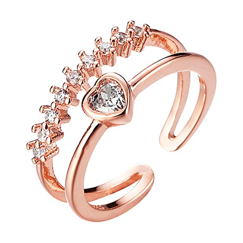 Verstellbarer Ring mit Öffnung, Verlobungsring, Rundschliff, Zirkonia, Damen, Eheringe, Schmuckringe für Damen, Größe 7, a, Einheitsgröße, Verstellbar, rund von XNBZW