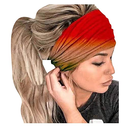 Wrap Print Stirnband Kopf Bandana Elastische Frauen Haarband Stirnband Stirnband (Rot, Freie Größe) von XNBZW