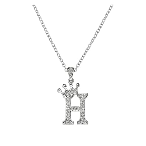 XNBZW 26 englische Buchstaben voller -Anhänger-Halskette für Frauen Silberne Strass-Halsketten AZ 26 Alphabet-Anfangshalsketten für Teenager-Mädchen Schmuck Orden Halskette (H, One Size) von XNBZW